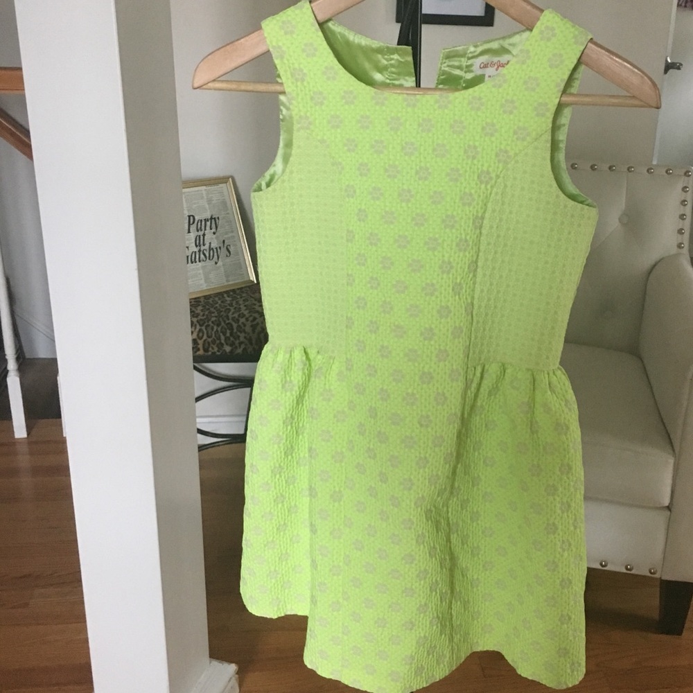 Girls bright green 1960 style dress